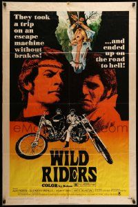 1j977 WILD RIDERS 1sh '71 Alex Rocco & another biker end up on the road to Hell!