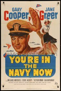 1j997 YOU'RE IN THE NAVY NOW 1sh '51 officer Gary Cooper blows his top, Jane Greer