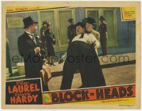 1k613 BLOCK-HEADS LC '38 Stan Laurel catches Oliver Hardy after he's been punched by Finlayson!