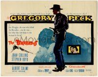 1k120 BRAVADOS TC '58 full-length art of cowboy Gregory Peck with gun & c/u with Joan Collins!