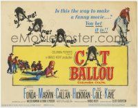 1k134 CAT BALLOU TC '65 sexy cowgirl Jane Fonda, cowboys Michael Callan, great artwork!