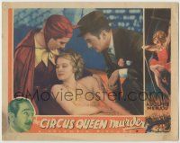 1k646 CIRCUS QUEEN MURDER LC '33 c/u of Adolphe Menjou kneeling by mortally wounded trapeze lady!