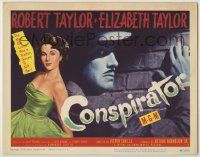 1k144 CONSPIRATOR TC '49 English spy Robert Taylor was sworn to kill sexy young Elizabeth Taylor!