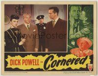 1k652 CORNERED LC '46 Dick Powell & cop stare at sexy Nina Vale & Luther Adler!