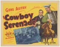 1k149 COWBOY SERENADE TC '42 singing cowboy Gene Autry, Smiley Burnette, Fay McKenzie on horse!