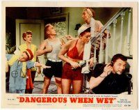 1k658 DANGEROUS WHEN WET LC '53 Jack Carson sends Esther Williams & family to swim English Channel!