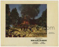 1k685 DRUMS ALONG THE MOHAWK photolobby '39 John Ford, Native American Indians burning village!
