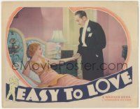 1k691 EASY TO LOVE LC '34 Adolphe Menjou holds hands with sexy Genevieve Tobin in bed!