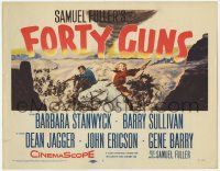1k195 FORTY GUNS TC '57 Samuel Fuller, art of Barbara Stanwyck & Barry Sullivan on horseback!