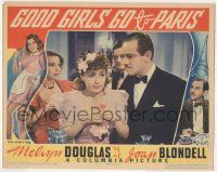 1k066 GOOD GIRLS GO TO PARIS LC '39 Melvyn Douglas stares at Joan Blondell about to take a drink!