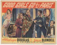 1k072 GOOD GIRLS GO TO PARIS LC '39 Melvyn Douglas between Joan Blondell & smiling Alan Curtis!
