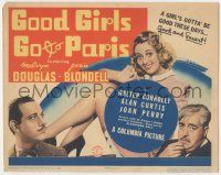 1k065 GOOD GIRLS GO TO PARIS TC '39 good & smart Joan Blondell between Melvyn Douglas & Connolly!