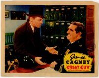 1k729 GREAT GUY LC '36 James Cagney protests to smiling cop Edward Brophy at police station!