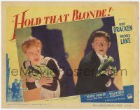 1k747 HOLD THAT BLONDE LC #2 '45 great image of Veronica Lake & Eddie Bracken with lots of cash!