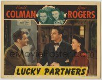 1k816 LUCKY PARTNERS LC '40 Ronald Colman greets Jack Carson standing with pretty Ginger Rogers!