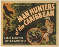 1k311 MAN HUNTERS OF THE CARIBBEAN TC '38 death-defying adventures in unexplored jungle, cool art!