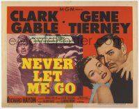 1k361 NEVER LET ME GO TC '53 romantic close up of Clark Gable & sexy Gene Tierney, Delmer Daves!