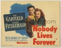 1k373 NOBODY LIVES FOREVER TC '46 c/u John Garfield with gun holding pretty Geraldine Fitzgerald!