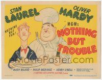 1k376 NOTHING BUT TROUBLE TC '45 great Al Hirscfeld art of Stan Laurel & chef Oliver Hardy!