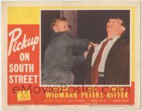1k871 PICKUP ON SOUTH STREET LC #5 '53 Richard Widmark socking guy, Samuel Fuller noir classic!