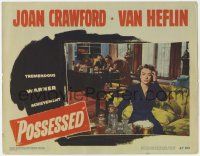 1k874 POSSESSED LC #7 '47 embarassed Joan Crawford pours drinks, Heflin & Massey in background!