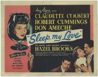 1k449 SLEEP MY LOVE TC '47 Claudette Colbert, Robert Cummings, Don Ameche, sexy Hazel Brooks!