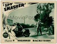 1k930 SPY SMASHER chapter 9 LC '42 great image of the Whiz Comics super hero on his motorcycle!