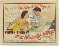 1k489 THAT WONDERFUL URGE TC '49 c/u of of Tyrone Power about to kiss sexy Gene Tierney!