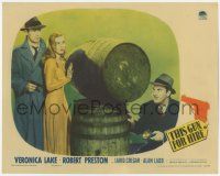 1k953 THIS GUN FOR HIRE LC '42 Robert Preston hides from Alan Ladd with gun & sexy Veronica Lake!