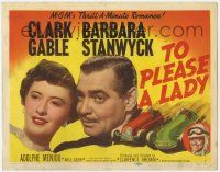 1k504 TO PLEASE A LADY TC '50 Clark Gable & sexy Barbara Stanwyck + great art of race cars!