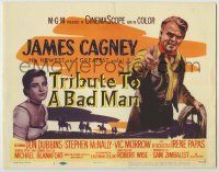 1k518 TRIBUTE TO A BAD MAN TC '56 great art of cowboy James Cagney, pretty Irene Papas!
