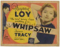 1k551 WHIPSAW TC '35 undercover cop Spencer Tracy does his duty & arrests jewel thief Myrna Loy!