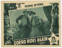 1k996 ZORRO RIDES AGAIN chapter 8 LC '37 c/u of cowboys drawing guns, Plunge of Peril, serial!