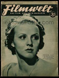 1m536 FILMWELT German magazine September 27, 1936 Hortense Raky on cover + Hitler article inside!