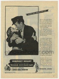 1m193 TO HAVE & HAVE NOT magazine ad '44 Humphrey Bogart holding a girl named Lauren Bacall!