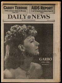 1m267 DAILY NEWS 11x15 newspaper April 16, 1990 movie legend Greta Garbo is dead at age 84!
