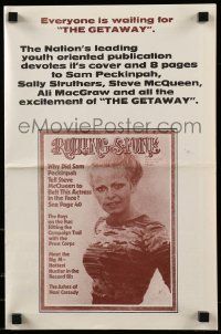 1m034 GETAWAY promo brochure '72 why did Sam Peckinpah ask McQueen to belt Struthers in the face!