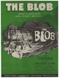 1m329 BLOB sheet music '58 great horror art, the title song by Mack David & Burt Bacharach!