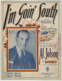 1m330 BOMBO sheet music '23 great portrait of Al Jolson, from Broadway play, I'm Goin' South!