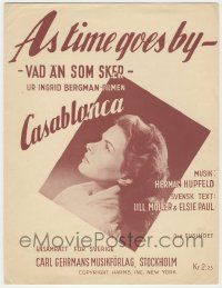 1m341 CASABLANCA Swedish sheet music '42 Ingrid Bergman, the classic song As Time Goes By!