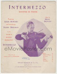 1m380 INTERMEZZO sheet music '39 great close up of Leslie Howard playing violin!