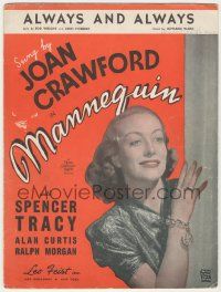 1m393 MANNEQUIN sheet music '38 c/u of sexy Joan Crawford who sings this, Always and Always!