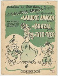 1m411 SALUDOS AMIGOS Swedish sheet music '43 Disney, the title song, Brazil, AND Tico-Tico!