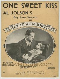 1m412 SAY IT WITH SONGS sheet music '29 great image of Al Jolson & Davey Lee, One Sweet Kiss!