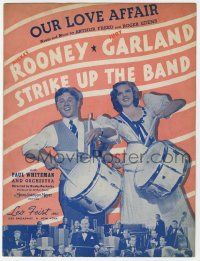 1m424 STRIKE UP THE BAND sheet music '40 Mickey Rooney & Judy Garland with drums, Our Love Affair!