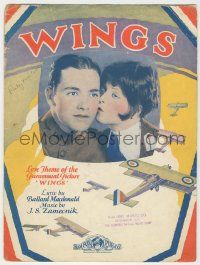 1m441 WINGS sheet music '27 William Wellman Best Picture, Clara Bow & Buddy Rogers, the title song!