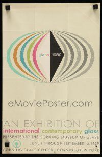 1m246 EXHIBITION OF INTERNATIONAL CONTEMPORARY GLASS 11x17 museum art exhibition poster '59