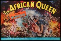 1m070 AFRICAN QUEEN trade ad '52 full-color montage art of Humphrey Bogart & Katharine Hepburn!