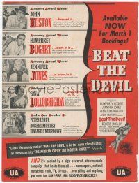 1m086 BEAT THE DEVIL trade ad '53 Humphrey Bogart, Gina Lollobrigida, Jennifer Jones, John Huston!