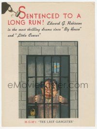 1m128 LAST GANGSTER trade ad '37 wonderful different Kapralik art of Edward G. Robinson in jail!